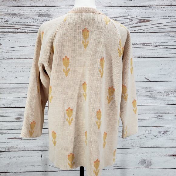 RosaLee Originals California Floral Knit Open Sweater Cardigan Size Medium - Picture 11 of 13